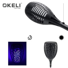 OKELI waterproof garden lights solar powered 18W LED Dancing CDR sensor flame Outdoor led solar garden light